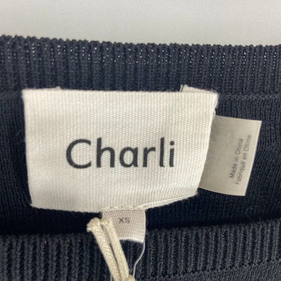 Charli Black Knit Bell Sleeve Crew neck Sweater NWT Womens XS - Picture 2 of 6